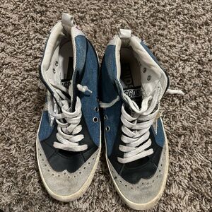 Golden Goose Black and Blue High-Tops with Silver Details